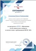 Сертификат "STEM- образование детей дошкольного возраста в соответствии с требованиями ФГОС ДО"