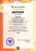 Диплом 2 место
Международный конкурс для детей и молодежи "Поколение одаренных"
Номинация: "Декоративно-прикладное творчество"
Конкурсная работа: "Осень"